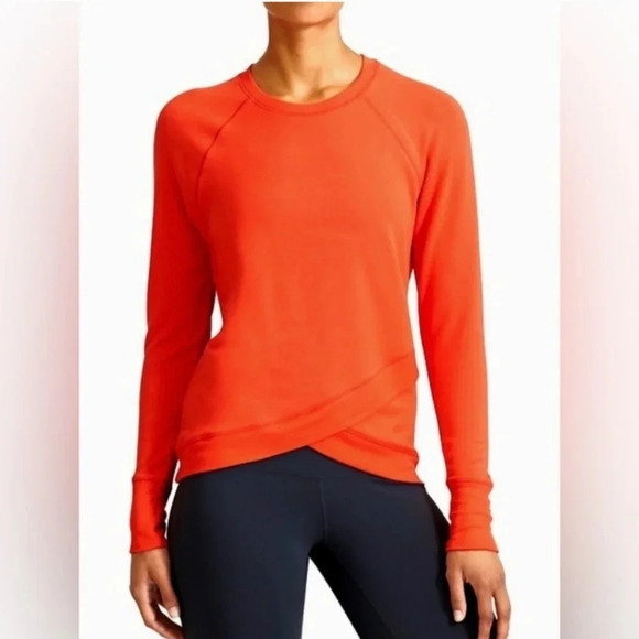 Athleta Criss Cross Sweatshirt Orange size Small Performance Yoga Travel - Picture 1 of 7